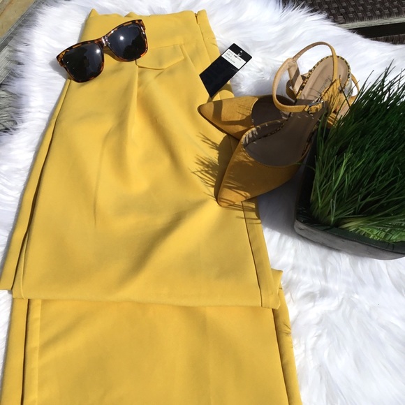 ERIC Pants - NWT ERIC Dijon mustard high waisted ankle wide leg